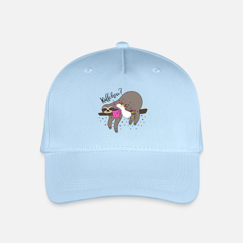 Kaffee Einhorn Faultier Käffchen Kaffeetasse Büro - Kinder Bio Basecap - Hellblau