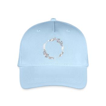 delicate frame made of silver-colored feathers & leaves - Organic Kids’ Baseball Cap - light blue - Front