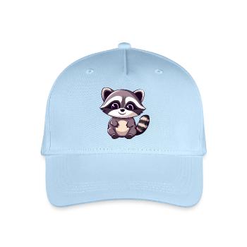 Niedlicher entzückender Waschbär - Charmantes Cartoon-Design - Kinder Bio Basecap - Hellblau - Vorne