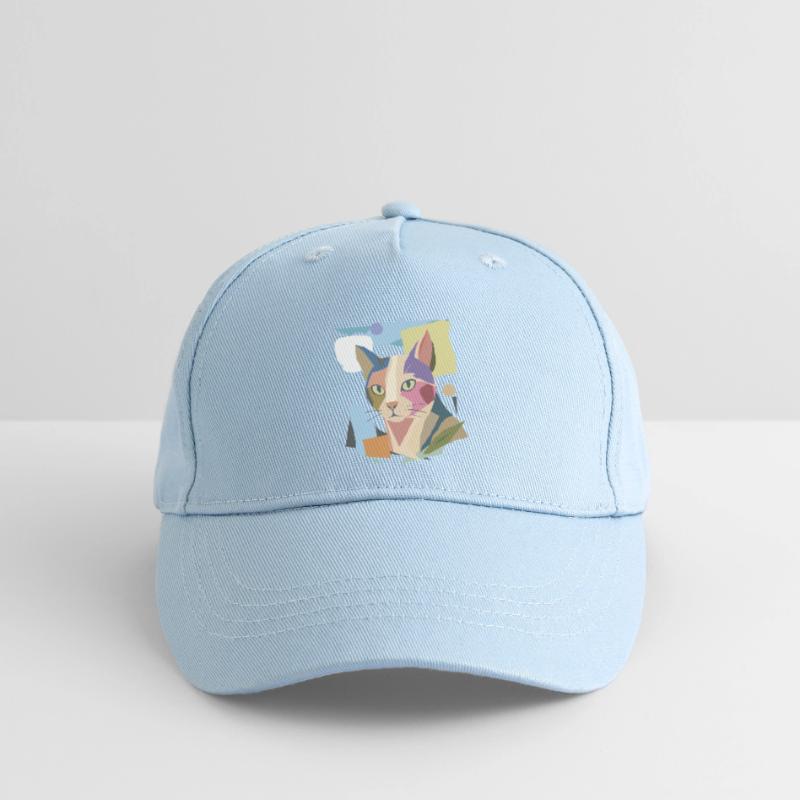 Chat abstrait dans le design moderne de bloc de couleur Casquette de baseball bio Enfant