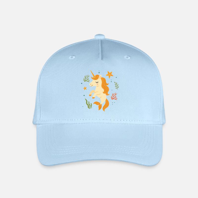 Einhorn mit Flosse – Magie unter Wasser - Kinder Bio Basecap - Hellblau