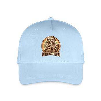 Morning grouch raccoon with coffee - Organic Kids’ Baseball Cap - light blue - Front