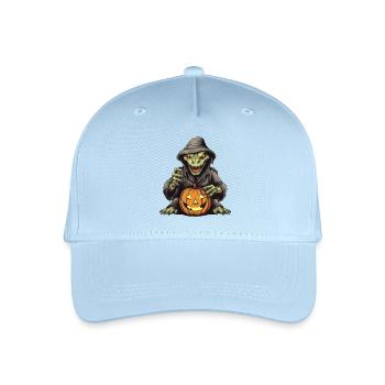 Gruseliger Kürbismonster Druck - Kinder Bio Basecap - Hellblau - Vorne