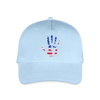 Handabdruck in US-Flaggenfarben - Kinder Bio Basecap - Hellblau - Vorne