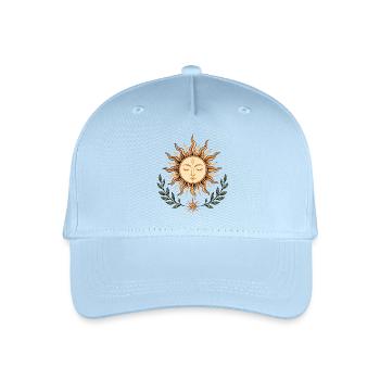 Mittsommer Sonne – Boho Natur Symbol - Kinder Bio Basecap - Hellblau - Vorne