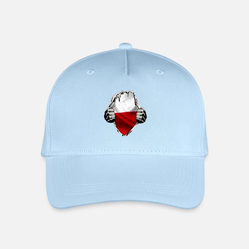 Polen - Polnische Flagge unterm Shirt - Kinder Bio Basecap - Hellblau