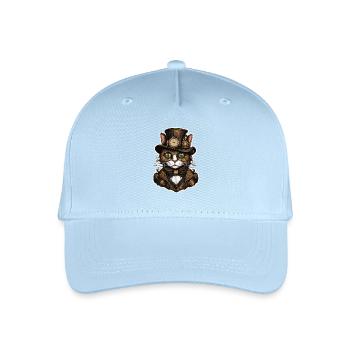 Steampunk Cat 01 - Organic Kids’ Baseball Cap - light blue - Front