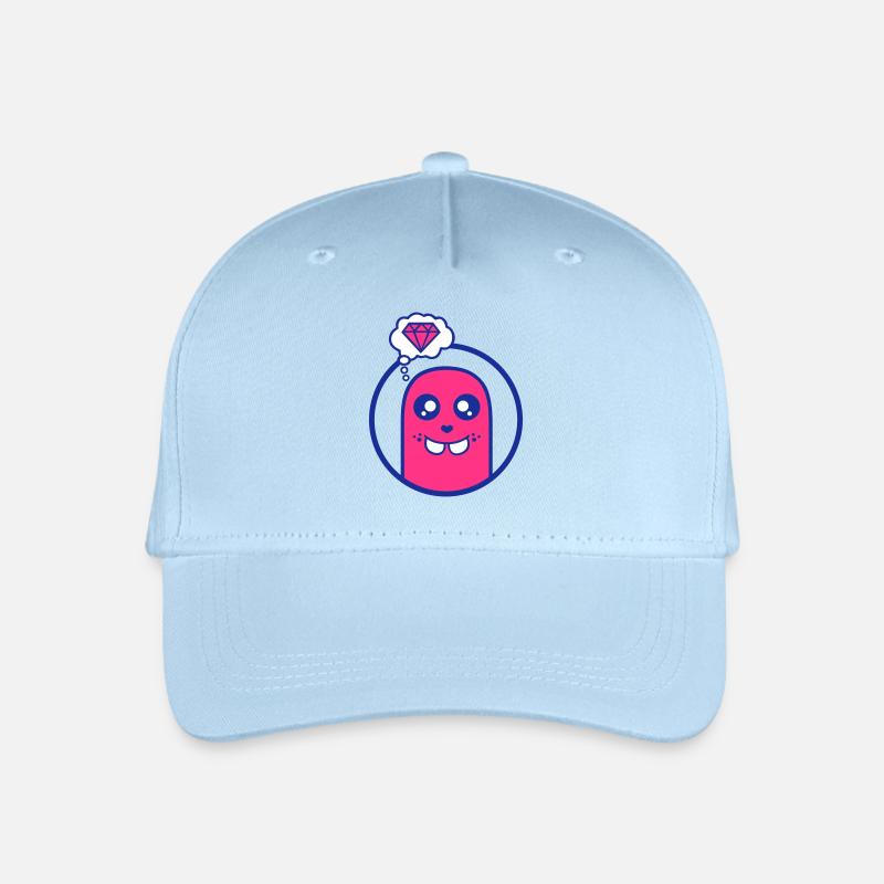 Niedliche Comic Figur (Diamant, Kreis) - Kinder Bio Basecap - Hellblau