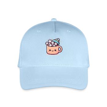 Warmes und gemütliches Traumdesign für Liebhaber heißer Schokolade - Kinder Bio Basecap - Hellblau - Vorne
