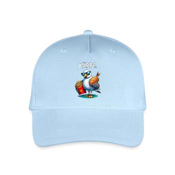 LÖPPT Möwe – Pommes & Fischbrötchen Cartoon - Kinder Bio Basecap - Hellblau - Vorne