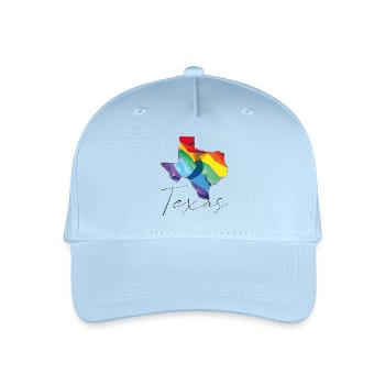 LGBTQ Flagge in der Texas State Landkarte TX - Kinder Bio Basecap - Hellblau - Vorne