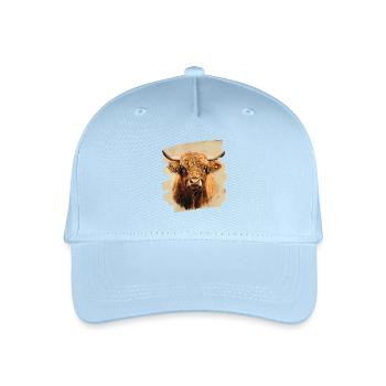 Schottisches Hochlandrind - Kinder Bio Basecap - Hellblau - Vorne