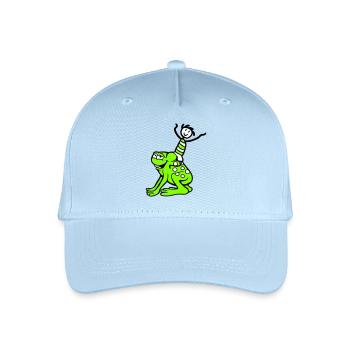 2 Freunde Frosch Junge Reiten Team Kröte Lustig - Kinder Bio Basecap - Hellblau - Vorne