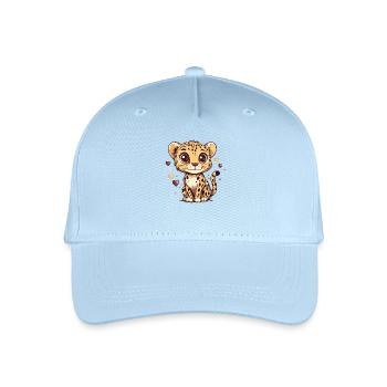 Cute leopard boy heart design - Organic Kids’ Baseball Cap - light blue - Front