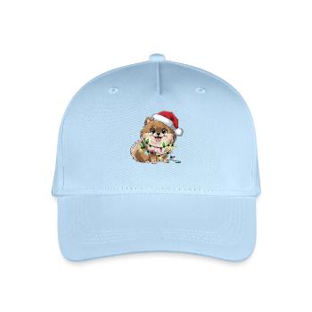 Weihnachtshund mit Lichterkette - Kinder Bio Basecap - Hellblau - Vorne