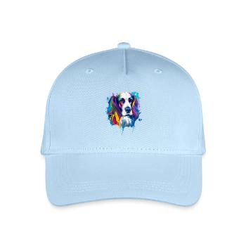 Cocker Spaniel Hund Farbenfrohes Pop-Art-Porträt - Kinder Bio Basecap - Hellblau - Vorne