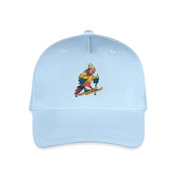 Papagei Skifahrer Ski Wintersport - Kinder Bio Basecap - Hellblau - Vorne