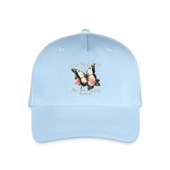 Bible Verse Butterfly Christian - Organic Kids’ Baseball Cap - light blue - Front