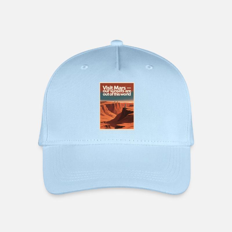 Besuch auf Mars | Retro Space Tour - Kinder Bio Basecap - Hellblau
