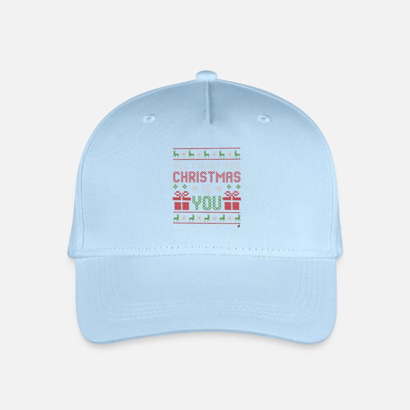 Weihnachtskreuzstich Abbildung mit Inschrift - Kinder Bio Basecap - Hellblau
