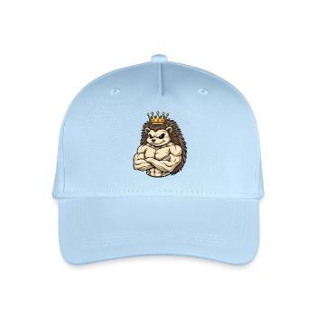 Starker Igel König Cartoon Fitness Portrait - Kinder Bio Basecap - Hellblau - Vorne