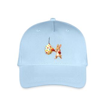Boxender Osterhase mit Osterei-Boxsack - Kinder Bio Basecap - Hellblau - Vorne