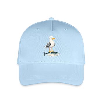 Möwe auf Forelle Cartoon - Kinder Bio Basecap - Hellblau - Vorne