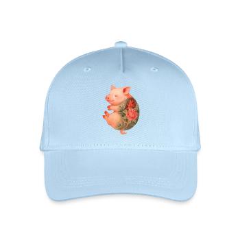 Tätowiertes Ferkel – Friedliche Tinte - Kinder Bio Basecap - Hellblau - Vorne
