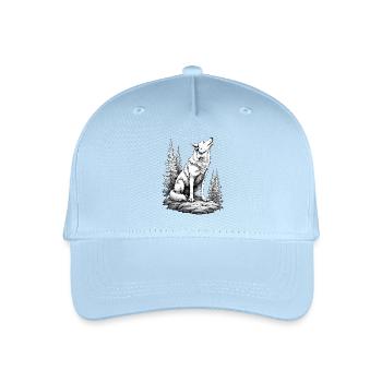 Wolf Rock Drawing Sketch Black White - Organic Kids’ Baseball Cap - light blue - Front