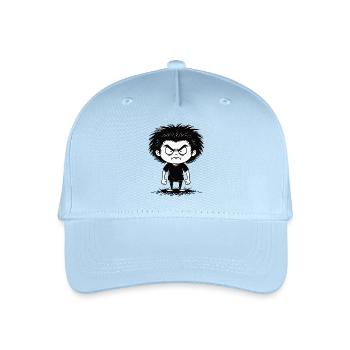Kindliche Wutentschlossenheit Schwarz und Weiß - Kinder Bio Basecap - Hellblau - Vorne