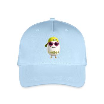 Landei mit Neon Sonnenbrille - Kinder Bio Basecap - Hellblau - Vorne