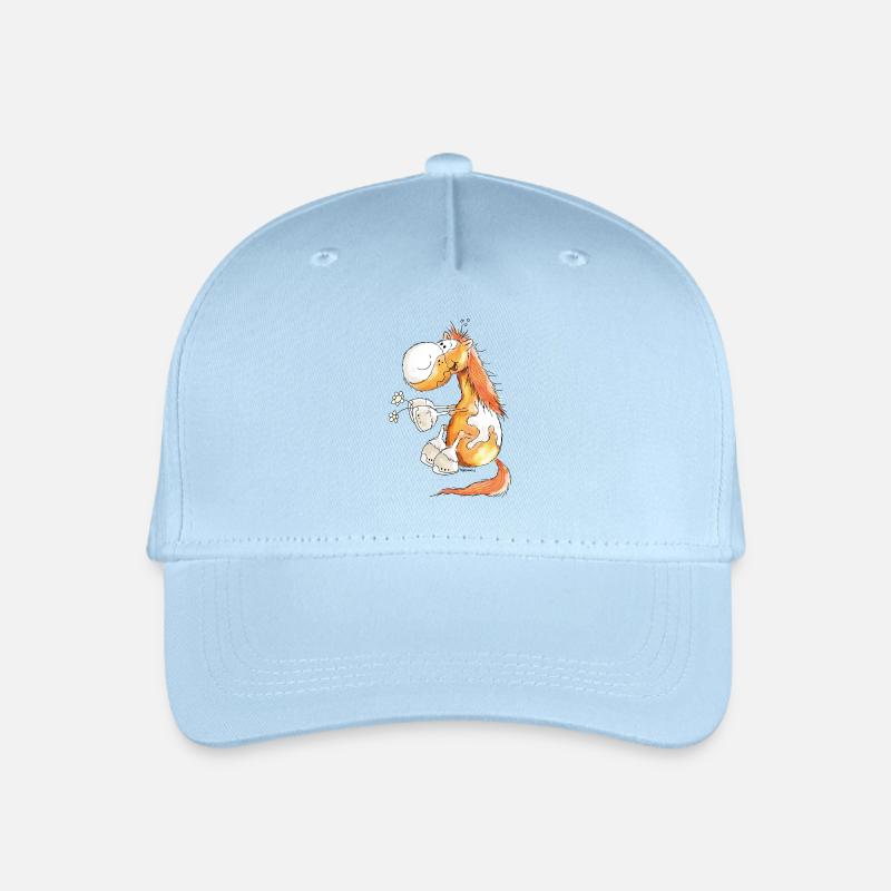Pferd mit Blume - Pferde - Pony - Fuchs - Geschenk - Kinder Bio Basecap - Hellblau