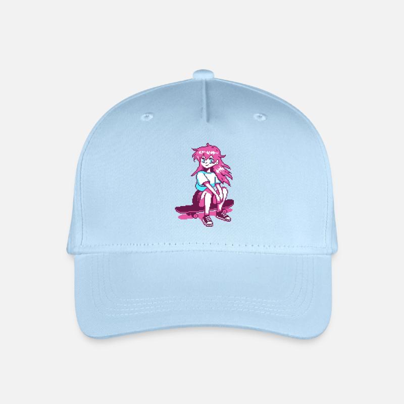 8bit sk8er grl - Kinder Bio Basecap - Hellblau