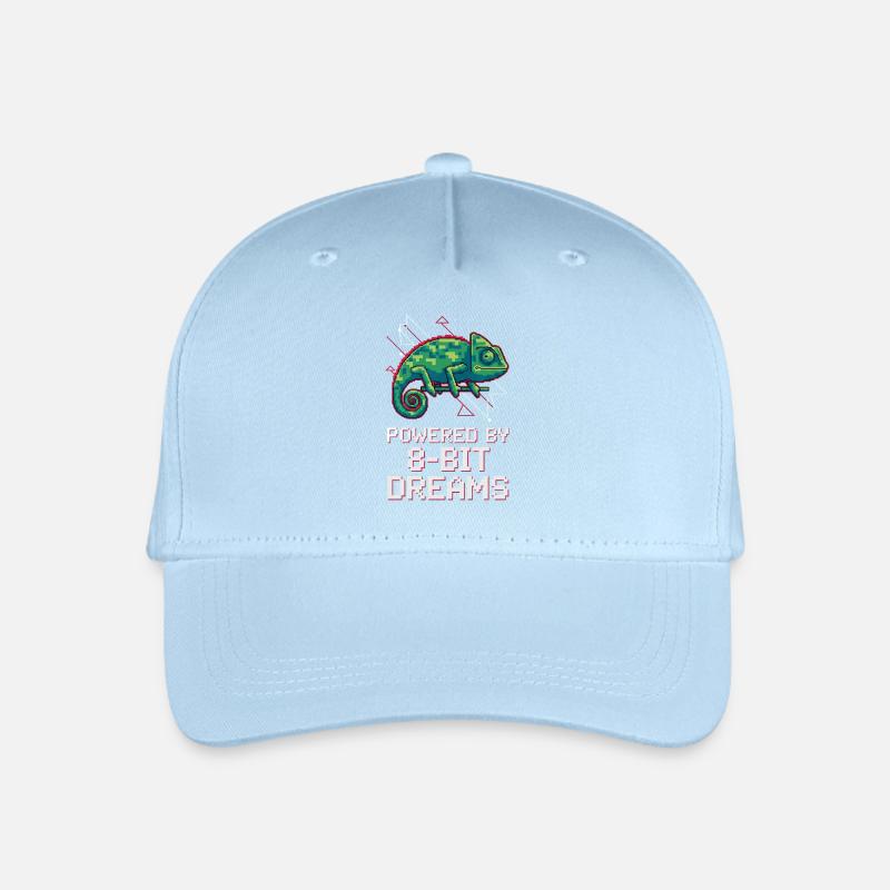 Powered 8-Bit Dreams – Pixel Chameleon - Organic Kids’ Baseball Cap - light blue