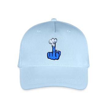 Mittelfinger Stinkefinger Kochmütze Design Blau - Kinder Bio Basecap - Hellblau - Vorne