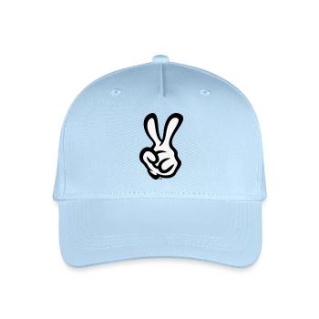 Victory Handzeichen (Linke Hand / POS / 2C) - Kinder Bio Basecap - Hellblau - Vorne