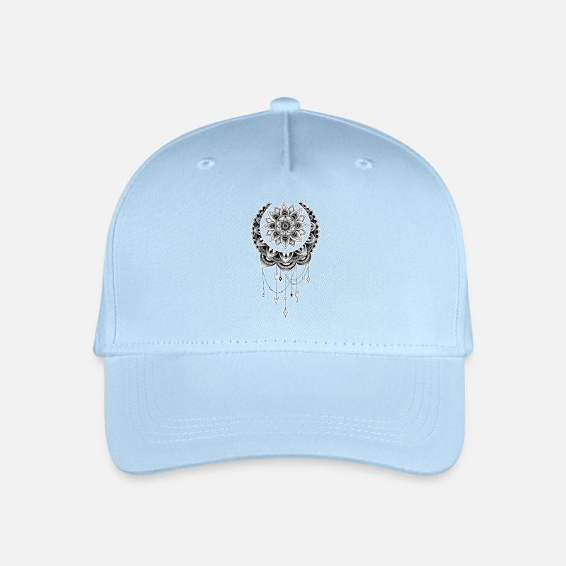 Mandala Traumfänger Schwarz-Weiß - Kinder Bio Basecap - Hellblau