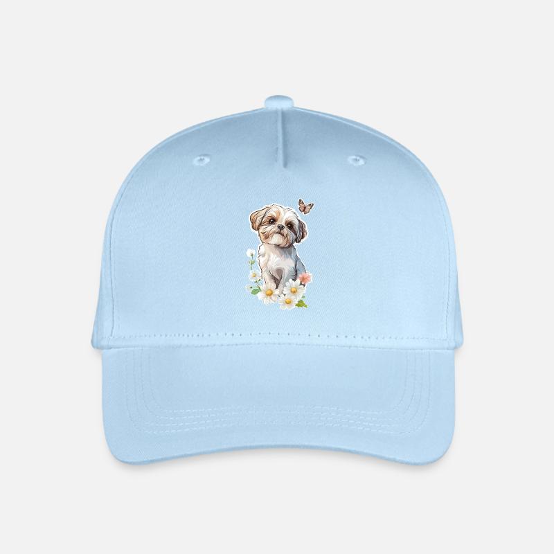 Shih Tzu e farfalla - Cappellino da baseball ecologico per bambini - celeste