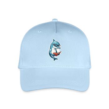 Schlauer Delfin mit Buch - Kinder Bio Basecap - Hellblau - Vorne