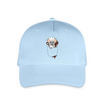 Mouse in breast pocket nibbling chocolate - Organic Kids’ Baseball Cap - light blue - Front