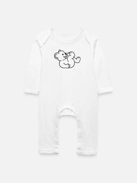 little bear (rd) - Baby Organic Romper - white