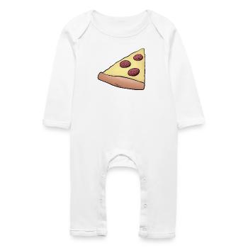 Pizzastück für Eltern-Baby-Partnerlook für 2. Kind - Baby Bio Strampler - Weiß - Vorne