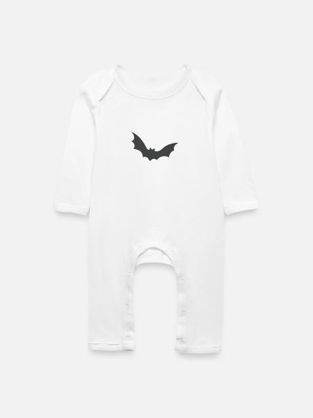 Fledermaus, Halloween, Robin, Grusel - Baby Bio Strampler - Weiß
