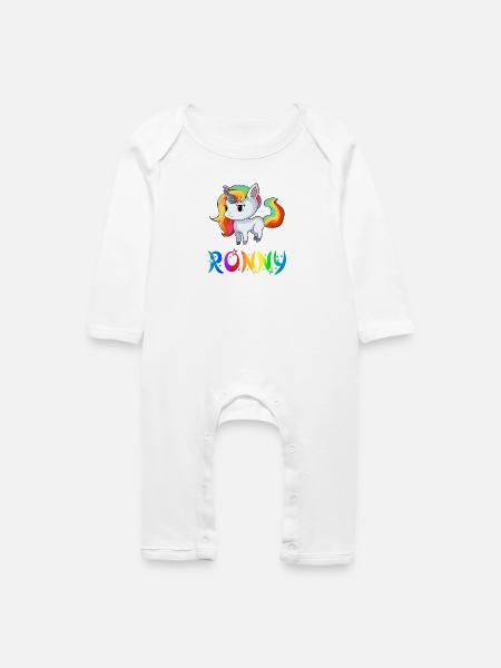 Einhorn Ronny - Baby Bio Strampler - Weiß