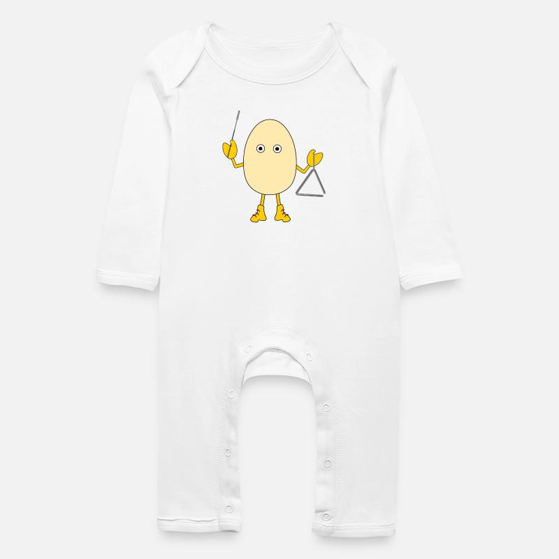 Triangle Egghead - Baby Organic Romper - white