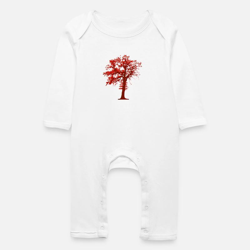  Tree Illustration - Baby Organic Romper - white