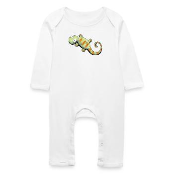 Happy Gecko I Lizard - Baby Organic Romper - white - Front