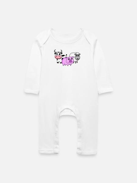 Niedliche Tiere - Baby Bio Strampler - Weiß