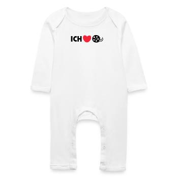 Movie Night Statement Heart I Love Movies Theater - Baby Organic Romper - white - Front