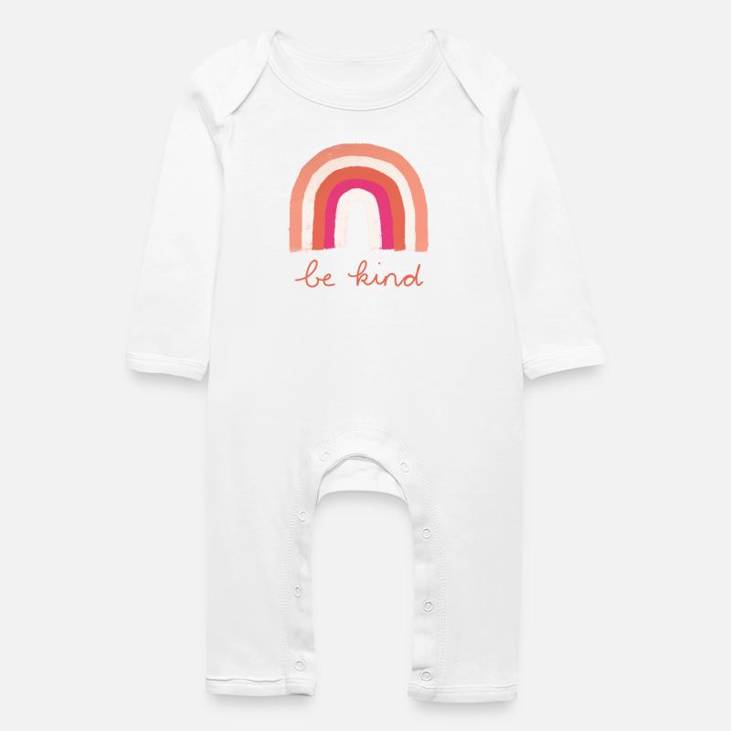 Be Kind Regenbogen - Baby Bio Strampler - Weiß
